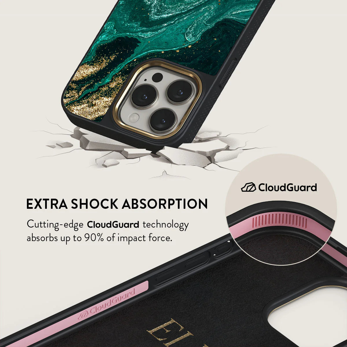 Burga iPhone 15 Pro Elite Σκληρή Θήκη - Gold - Emerald Pool