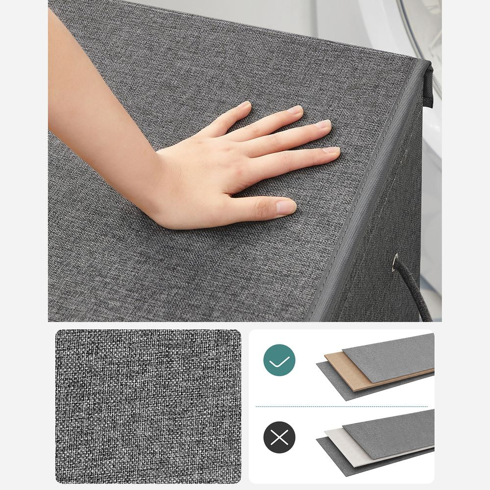 Songmics Υφασμάτινο Καλάθι Απλύτων με Καπάκι - 85L - Dark Grey - LCB001G02