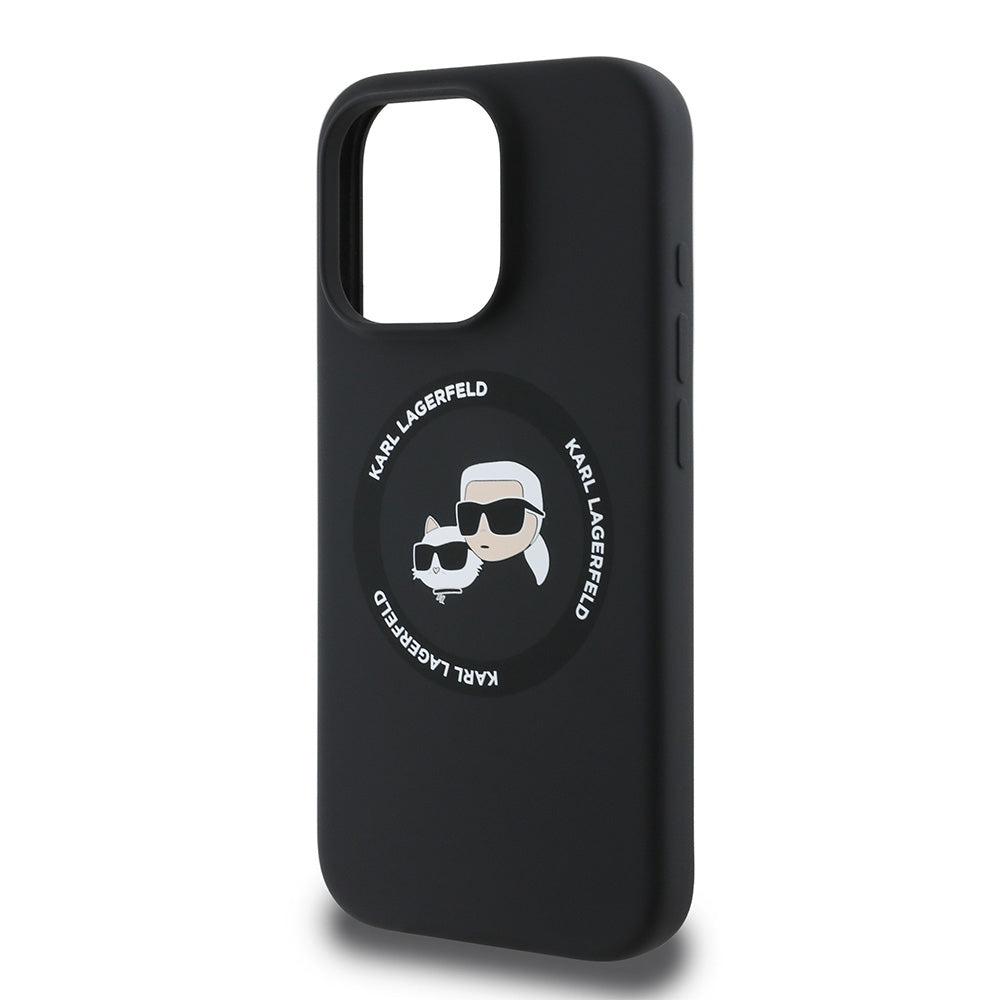 Karl Lagerfeld iPhone 16 Pro - Silicone Karl and Choupette Heads - Θήκη Σιλικόνης με MagSafe - Black - KLHMP16LSKCHTCK