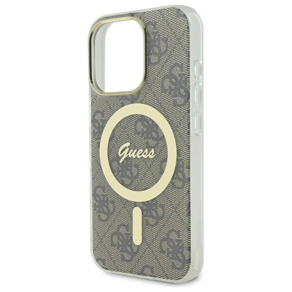 Guess iPhone 16 Pro - IML 4G MagSafe - Σκληρή Θήκη με Πλαίσιο Σιλικόνης και MagSafe - Brown - GUHMP16LH4STW