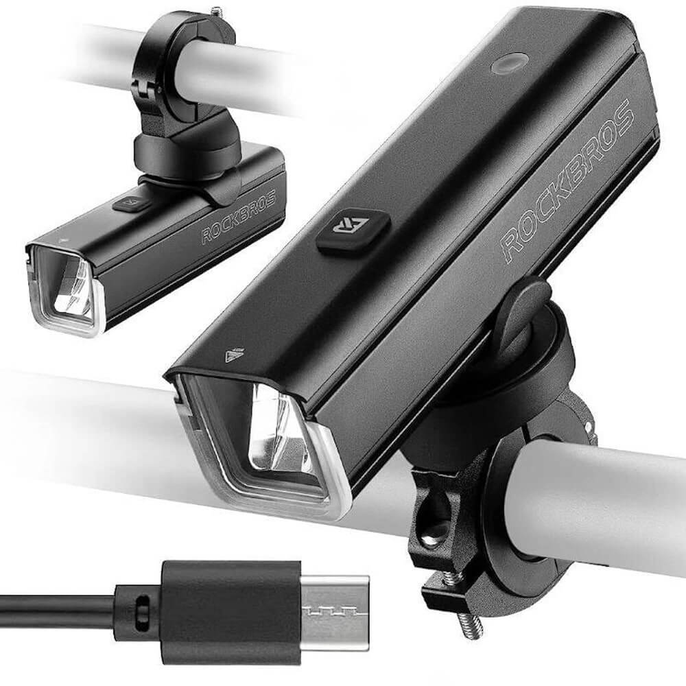 Rockbros 24610002001 Μπροστινό Φως Ποδηλάτου 1000lm με Καλώδιο Type-C to USB - Black