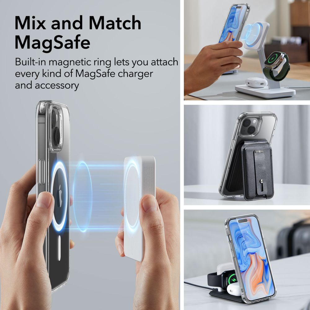 ESR iPhone 15 Plus Classic Hybrid Halolock Σκληρή Θήκη με Πλαίσιο Σιλικόνης και MagSafe - Διάφανη