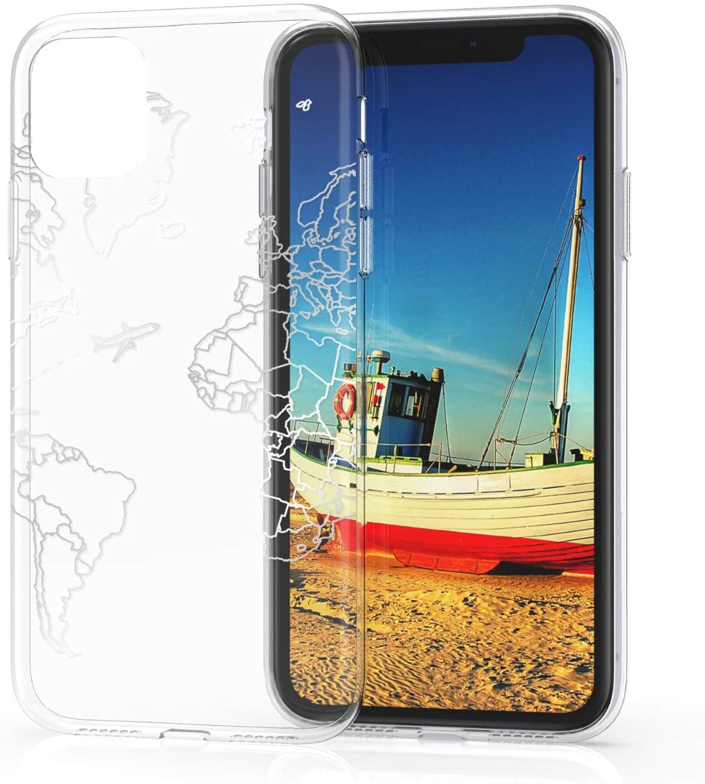 KW iPhone 11 Θήκη Σιλικόνης TPU Design Travel and Explore - Silver / Διάφανη - 49785.28