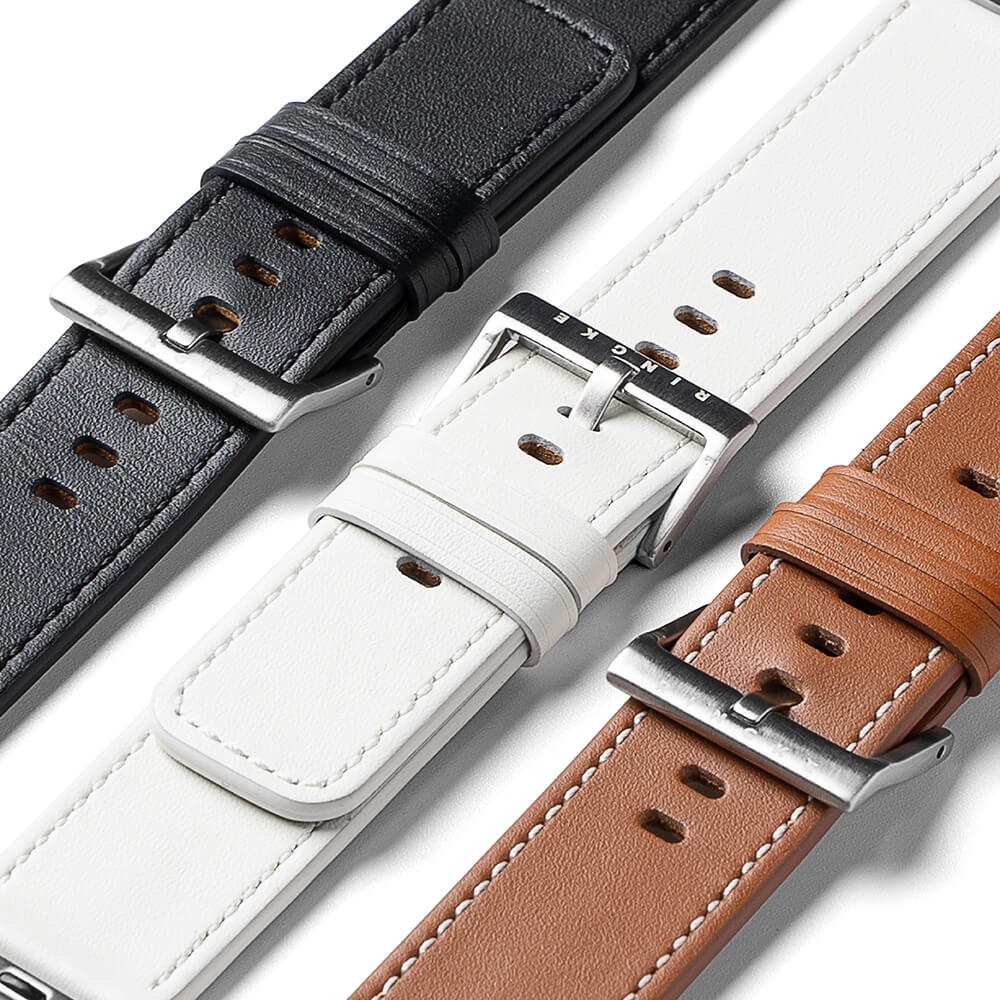 Ringke Λουράκι Apple Watch 2 / 3 / 4 / 5 / 6 / 7 / 8 / 9 / SE / SE 2 / ULTRA 1 / ULTRA 2 - 42 / 44 / 45 / 49 mm Leather One Basic Bold Δερμάτινο Λουράκι - White
