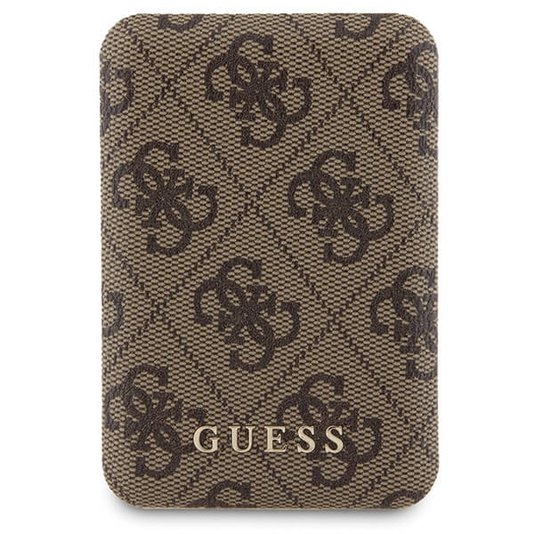 Guess iPhone 15 Pro - 4G Metal Logo Σετ MagSafe Σκληρή Θήκη με Επένδυση Συνθετικού Δέρματος και Powerbank 5000mAh - Brown - GUBPM5P15L4GEMGW