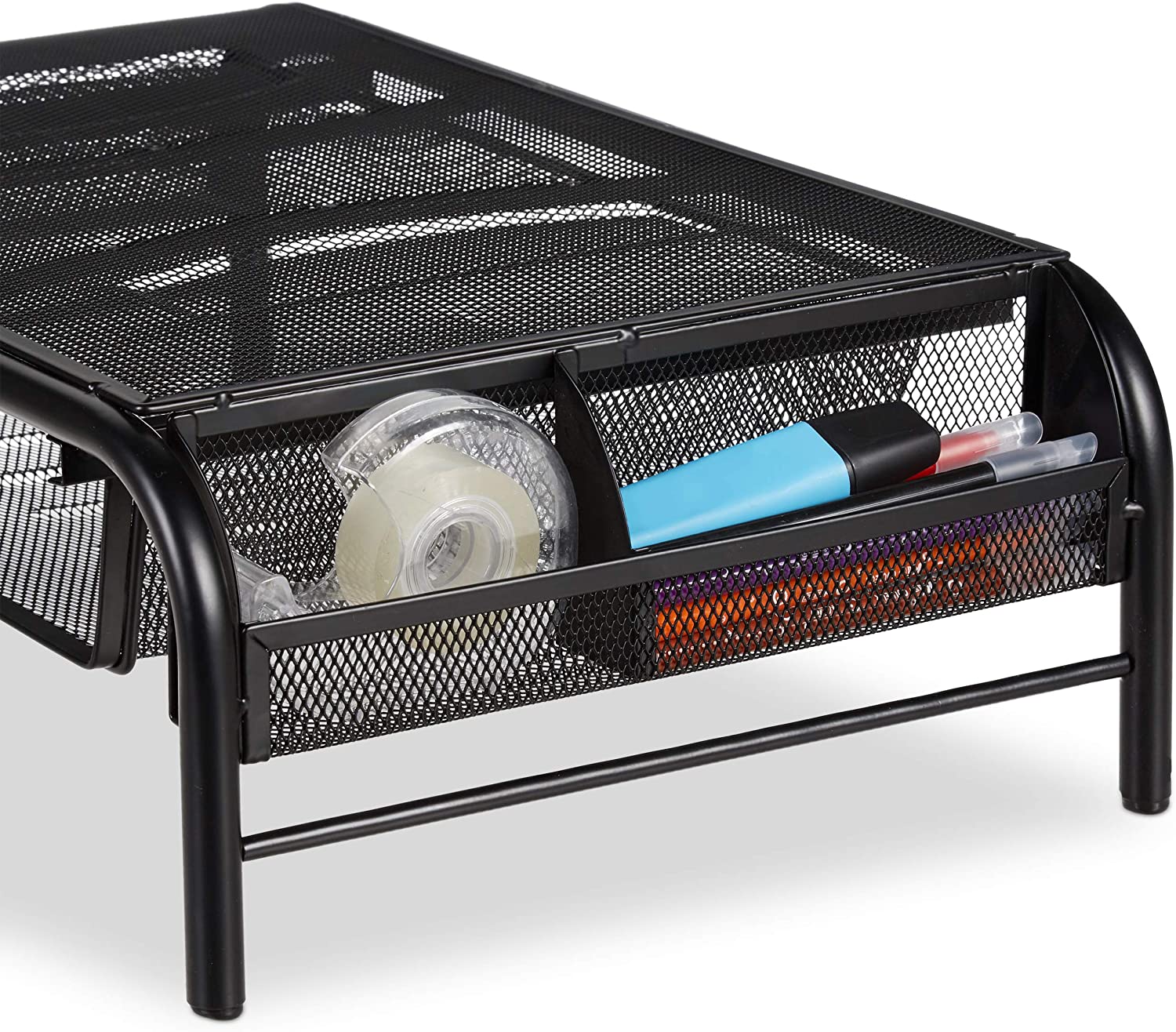 Relaxdays Βάση Στήριξης Οθόνης Τηλεόρασης / Laptop με 2 Διαμερίσματα - Black - 4052025941413