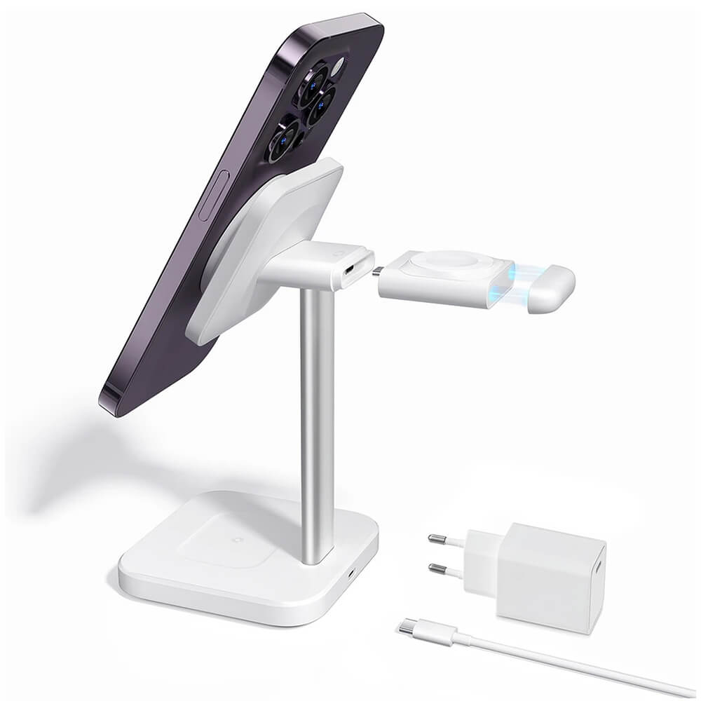 ESR 3in1 HaloLock Qi2 Ασύρματος Μαγνητικός Φορτιστής MagSafe 15W - White