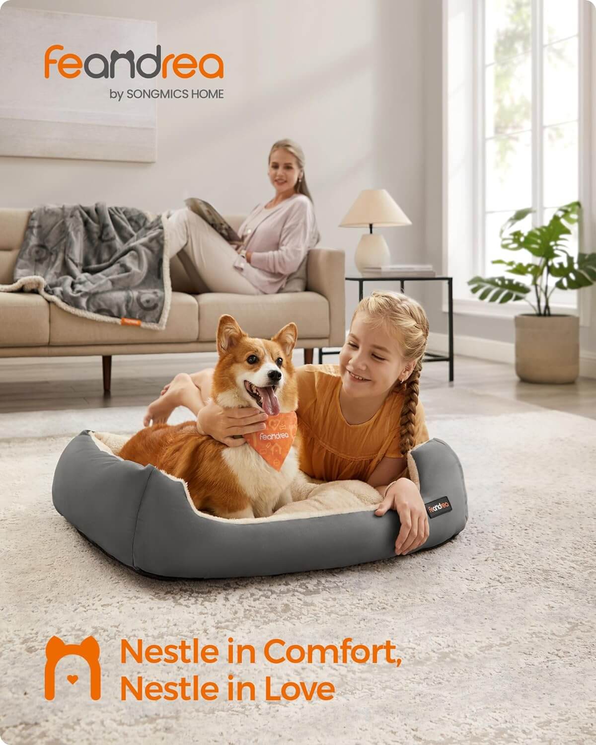 Feandrea Κρεβάτι Σκύλου / Γάτας - 85 x 65 x 21 cm - Dark Grey - PGW004G01