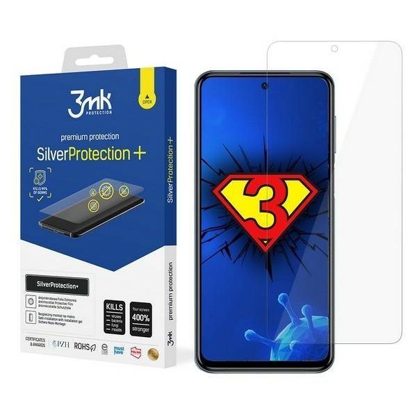 3MK Xiaomi Redmi Note 10 Pro Silver Protect+ Wet - mounted Antimicrobial Film 0,21mm Προστατευτικό Φιλμ Οθόνης - Διάφανο