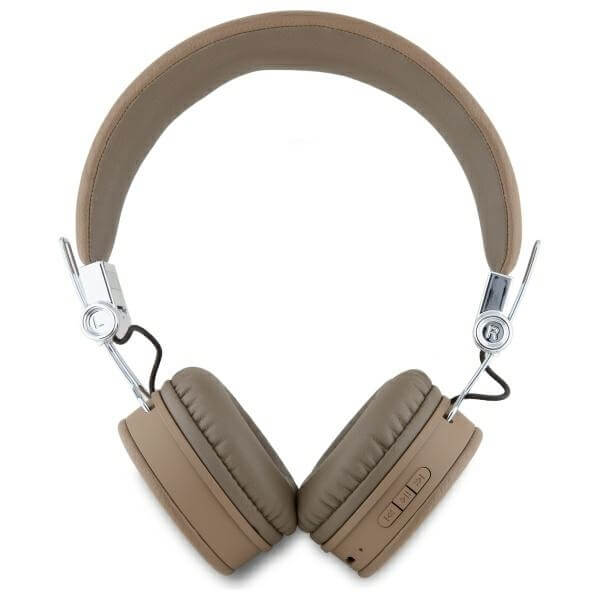 Guess Over-Ear Grained Classic Round Shape - Ασύρματα Bluetooth Ακουστικά - Brown