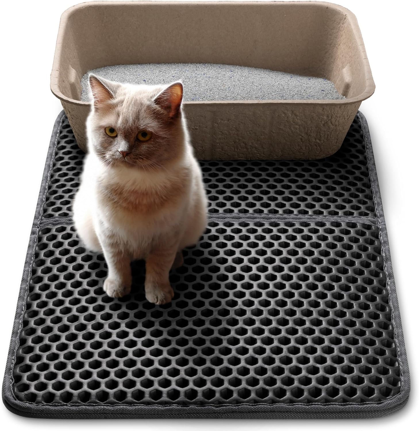 Navaris Χαλάκι Τουαλέτας Γάτας που Παγιδεύει την Άμμο από Υλικό EVA - 61 x 38 x 1.5cm - Grey - 61523.22