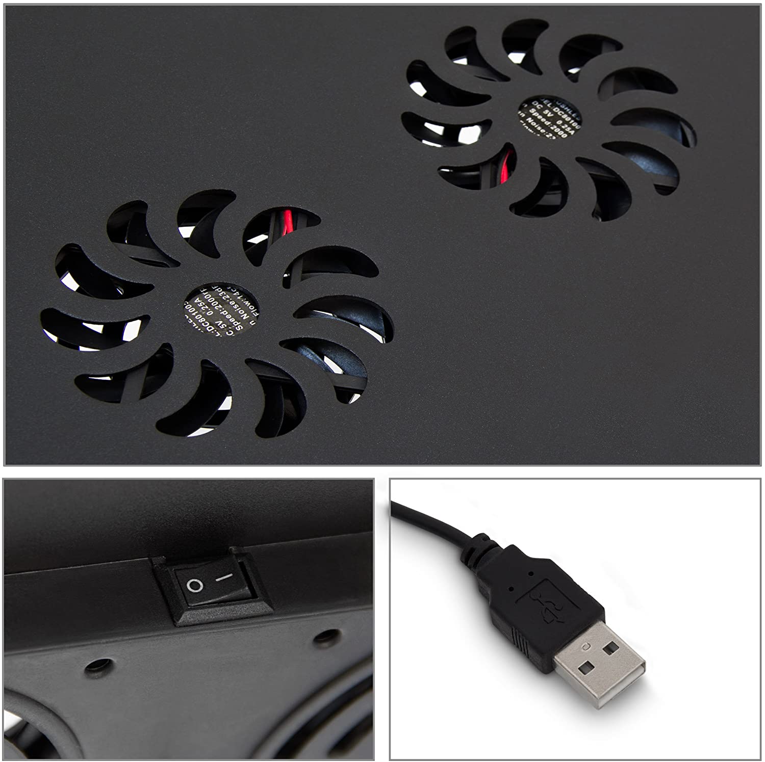 Relaxdays Βάση Φορητού Υπολογιστή με Ρυθμιζόμενο Ύψος και Ενσωματωμένο Ανεμιστήρα - Black - 4052025193362