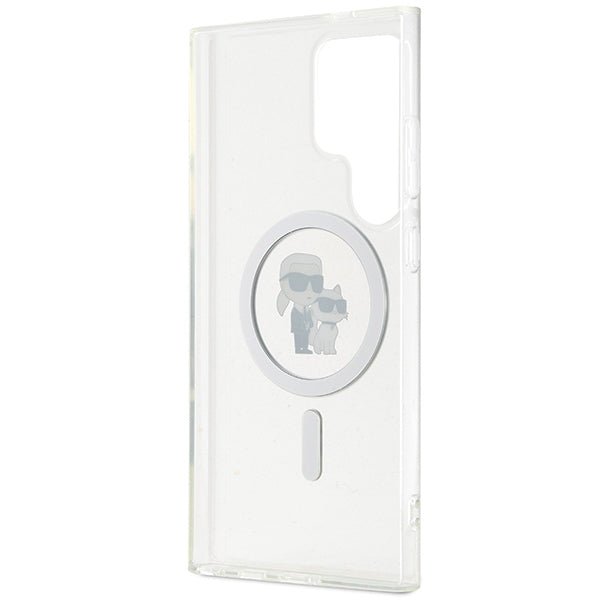 Karl Lagerfeld Samsung Galaxy S24 Ultra - IML Karl and Choupette MagSafe Σκληρή Θήκη με Πλαίσιο Σιλικόνης και MagSafe - Διάφανη - KLHMS24LHGKCNOT