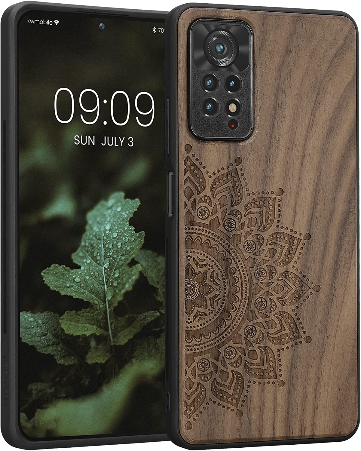 KW Xiaomi Redmi Note 11 Pro / Note 11 Pro 5G Θήκη από Φυσικό Ξύλο - Design Rising Sun - Dark Brown - 57381.02