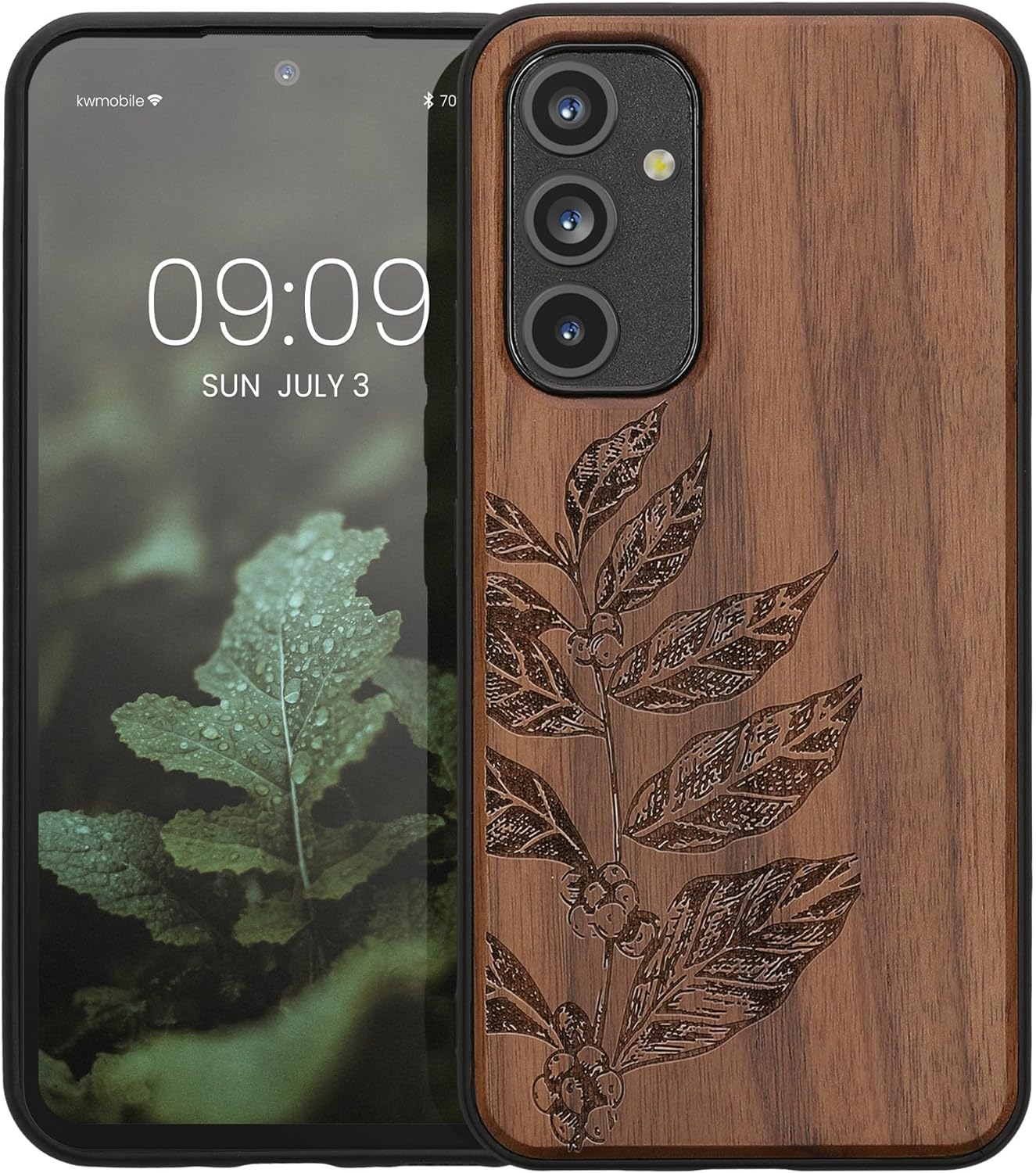 KW Samsung Galaxy A54 5G Θήκη από Φυσικό Ξύλο - Design Leaf Branch - Dark Brown - 60799.06