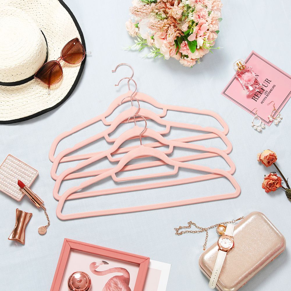 Songmics Σετ με 30 Βελούδινες Κρεμάστρες Ρούχων - Rose Gold / Light Pink - CRF21PK30