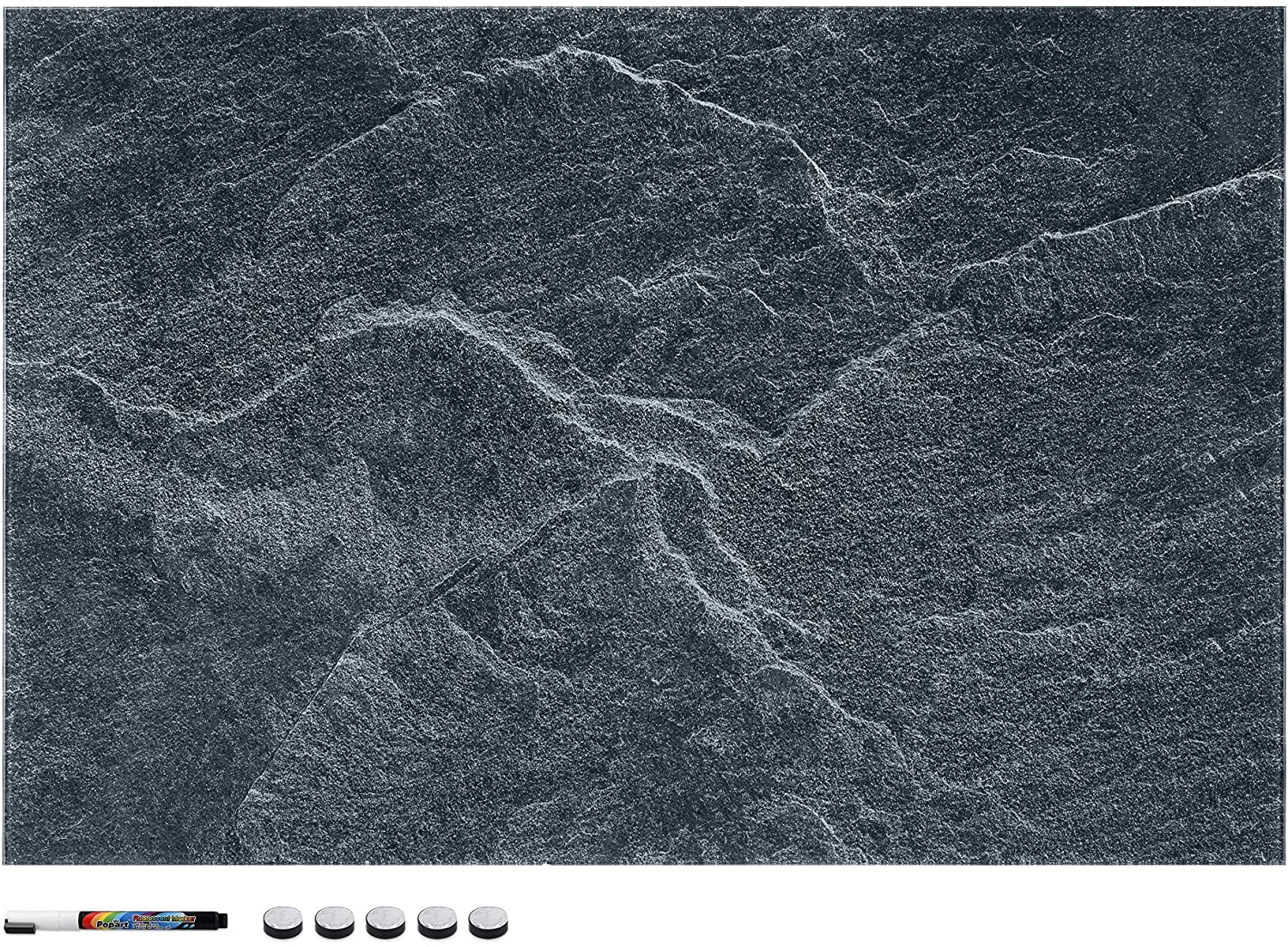 Navaris Μαγνητικός Γυάλινος Πίνακας - 60 x 40cm - Design Black Stone - 45724.08