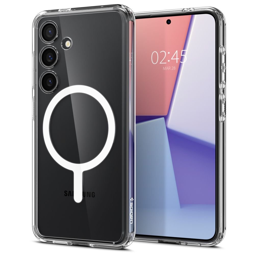 Spigen Samsung Galaxy S24 Crystal Hybrid Mag Σκληρή Θήκη με Πλαίσιο Σιλικόνης Και MagSafe - White