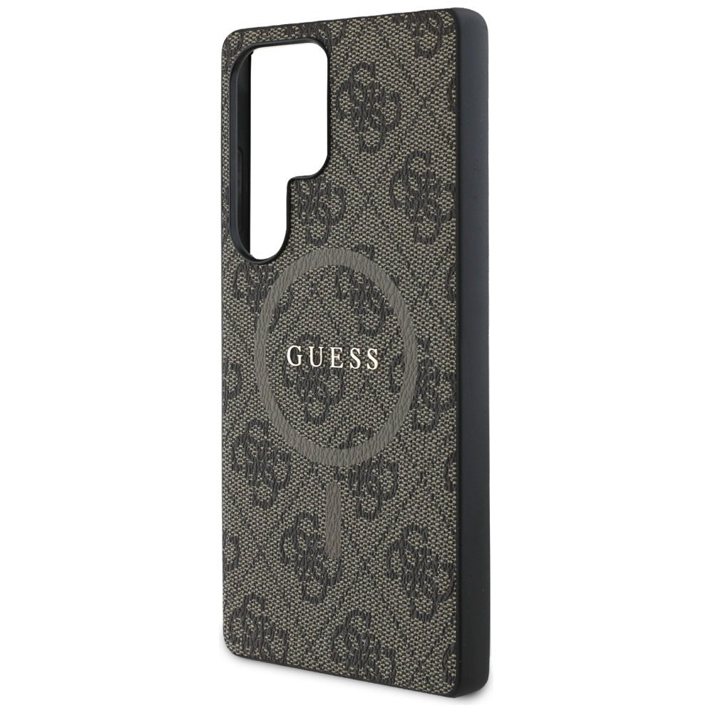 Guess Samsung Galaxy S25 Ultra - Leather 4G Colored Ring Classic Logo - MagSafe Θήκη με Επένδυση Συνθετικού Δέρματος - Brown - GUHMS25LG4GFRW