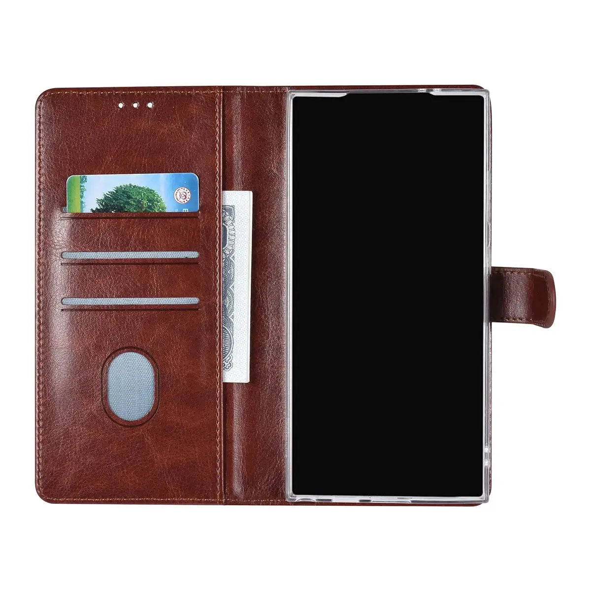 Tuniq Samsung Galaxy S24 Ultra - Θήκη Πορτοφόλι Stand από Δερματίνη - Καφέ