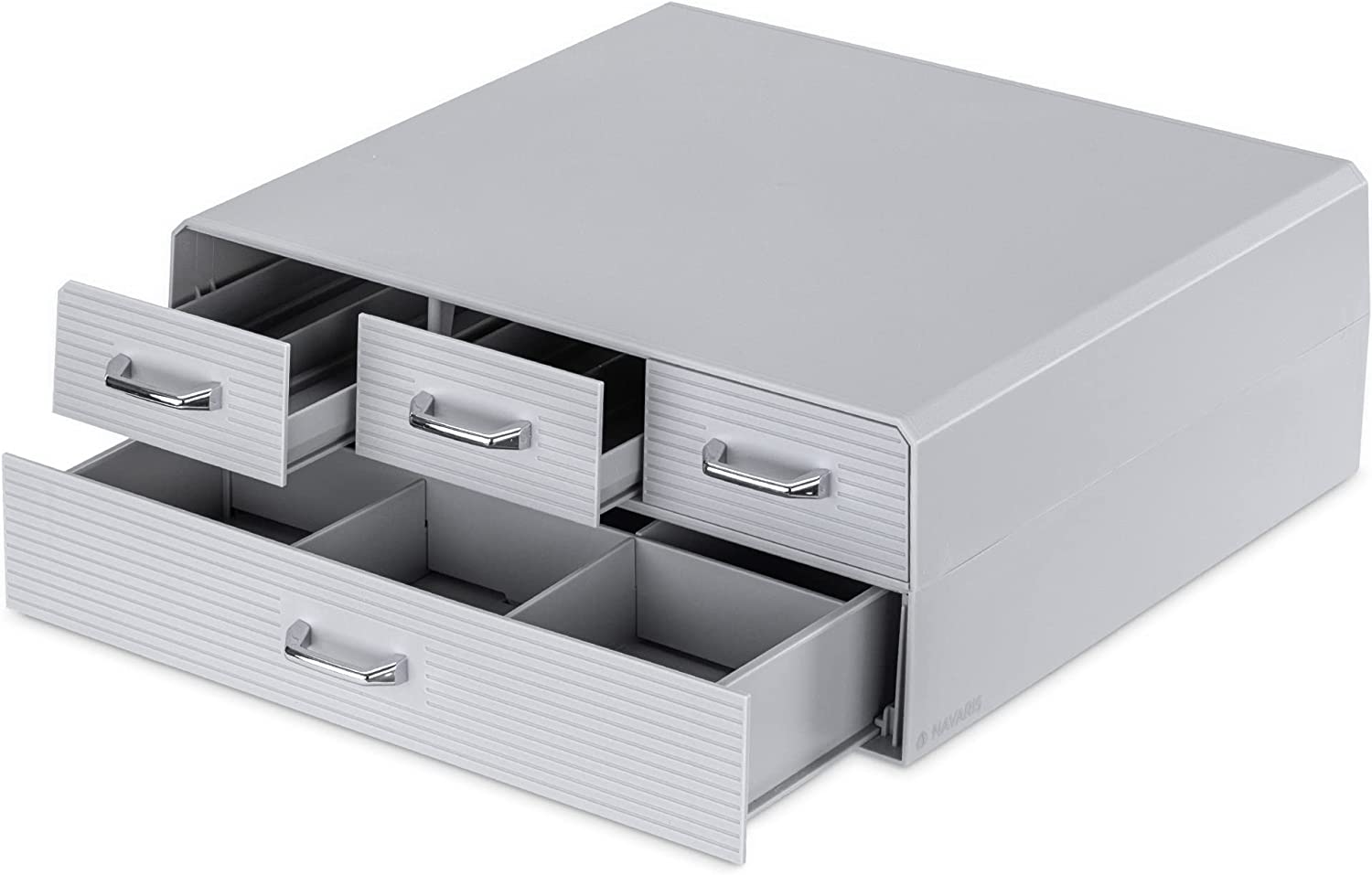 Navaris Capsule Holder - Κουτί Αποθήκευσης με 4 Συρτάρια για Κάψουλες Nespresso / Βάση για Καφετιέρα - Grey - 54092.02