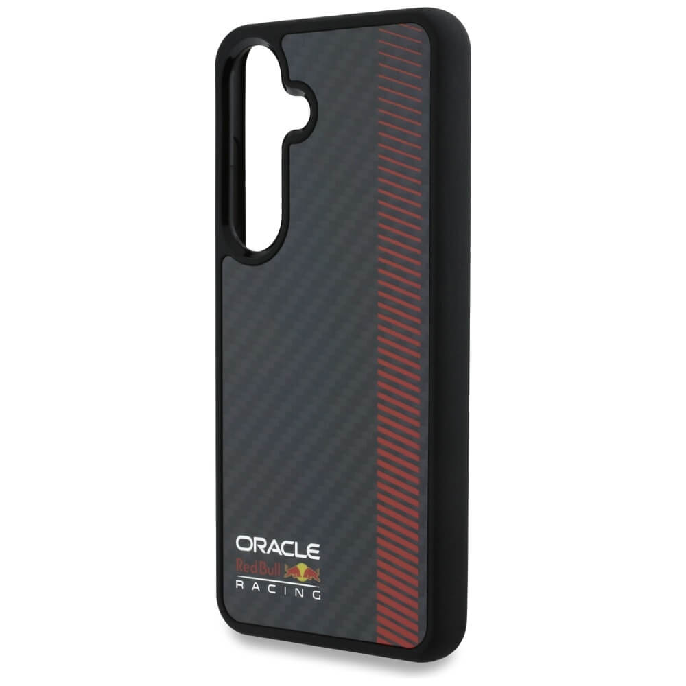 Red Bull Samsung Galaxy S25 - Real Carbon Fiber Powerbar - MagSafe Σκληρή Θήκη με Πλαίσιο Σιλικόνης - Black - RBHMS25S24CFGSMK