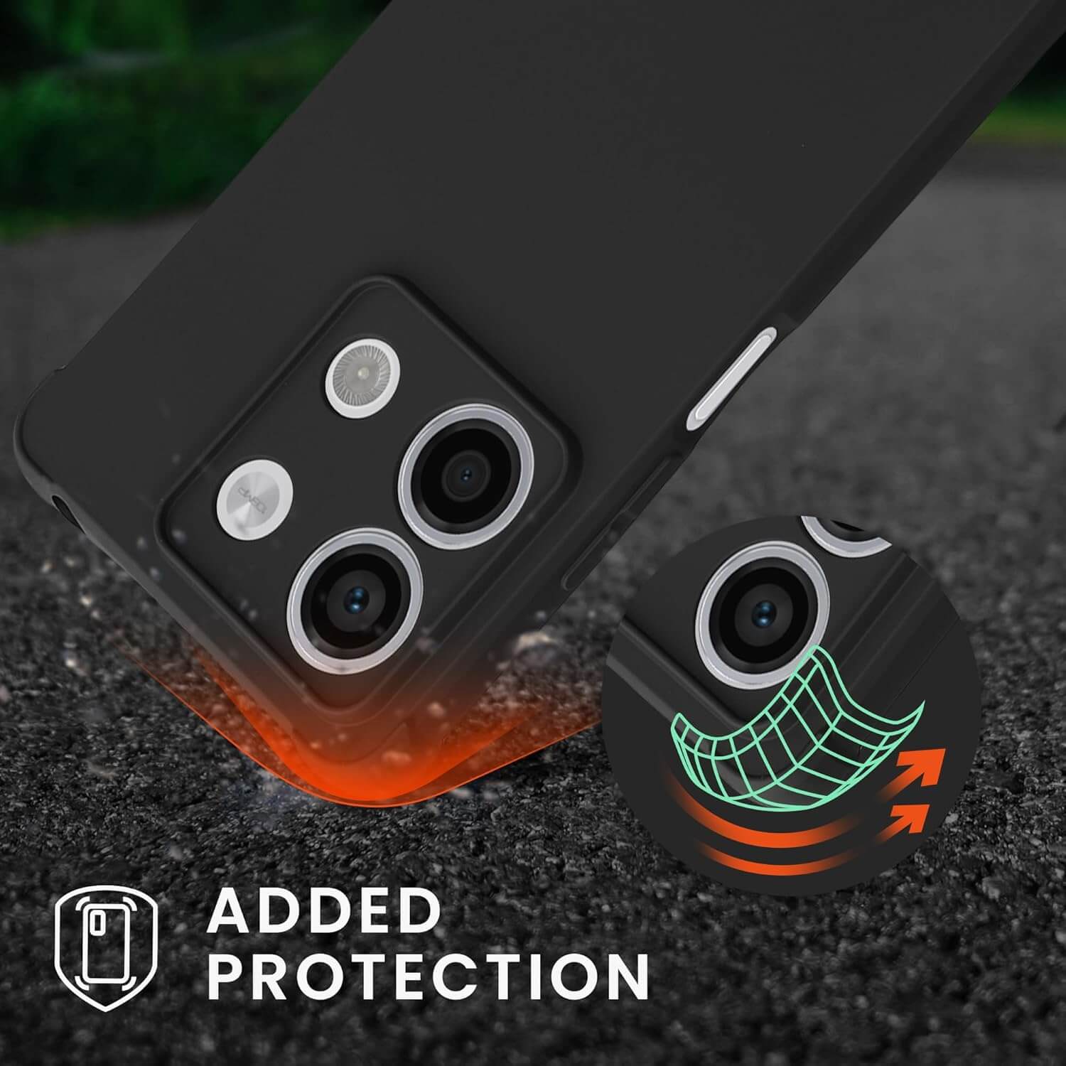 KW Xiaomi Redmi Note 13 5G Θήκη Σιλικόνης TPU με Λουράκι - Black