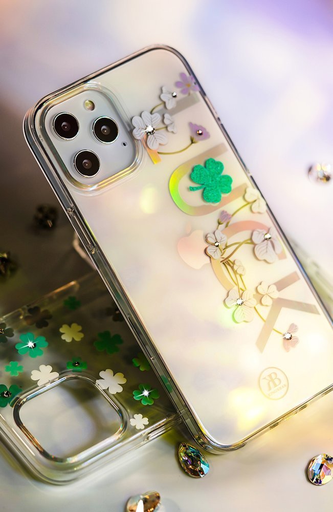Kingxbar iPhone 12 / iPhone 12 Pro Lucky Series Σκληρή Θήκη με Swarovski Crystals - Luck - Διάφανη