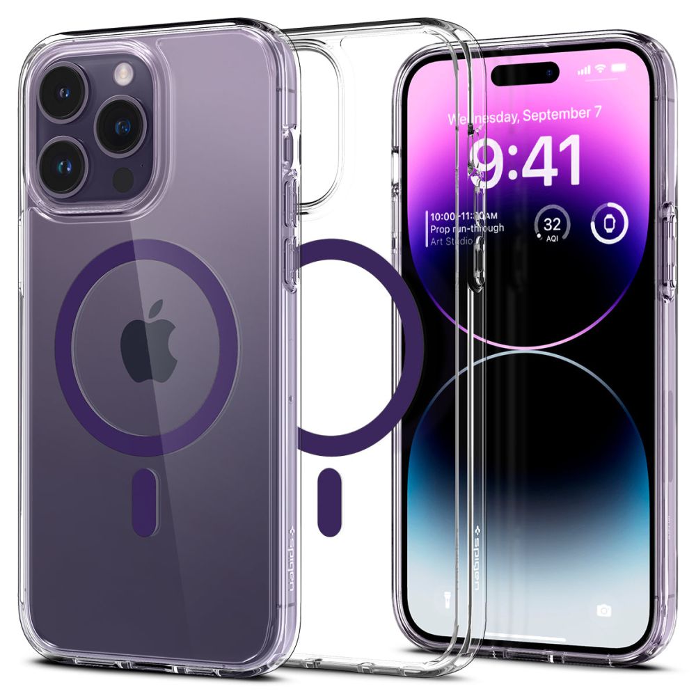 Spigen iPhone 14 Pro Ultra Hybrid Mag Σκληρή Θήκη με Πλαίσιο Σιλικόνης Και MagSafe - Deep Purple / Διάφανη