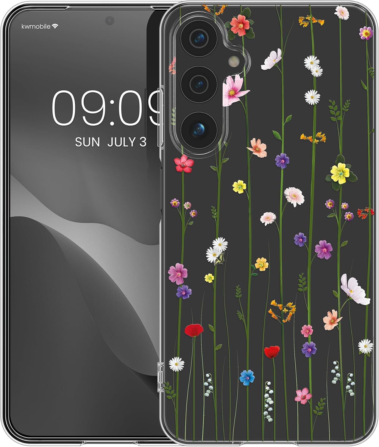 KW Samsung Galaxy A15 4G / A15 5G Λεπτή Θήκη Σιλικόνης TPU - Design Wild Flowers Tendril - Multicoloured / Διάφανη