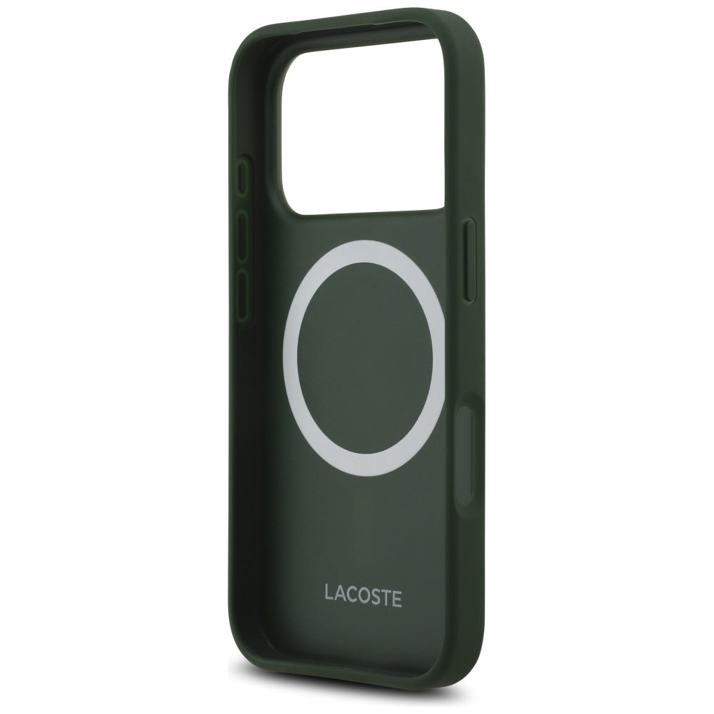 Lacoste iPhone 17 Pro - Bliss MagSafe - Σκληρή Θήκη με Πλαίσιο Σιλικόνης και Επένδυση Οικολογικού Δέρματος - Green