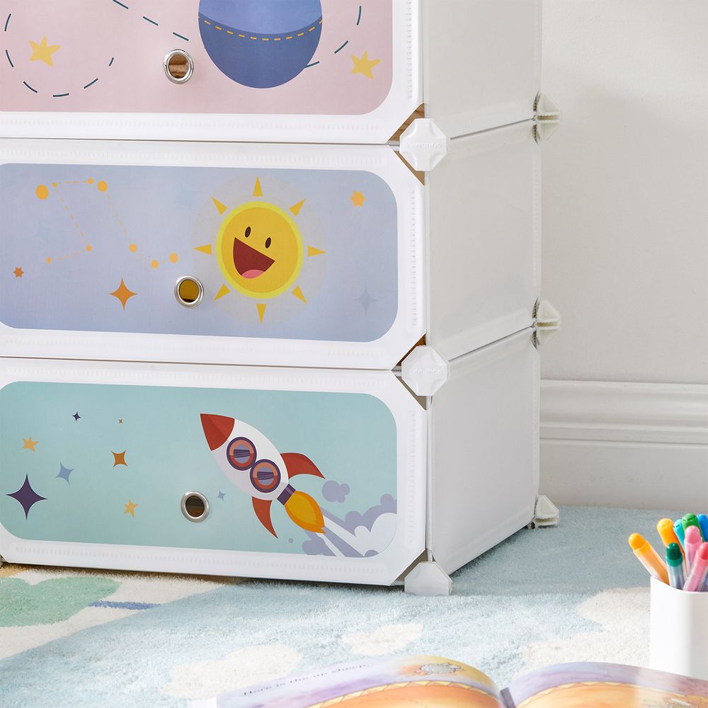 Songmics Σύστημα Αποθήκευσης με 6 Κουτιά για το Παιδικό Δωμάτιο - White - LPC904W01