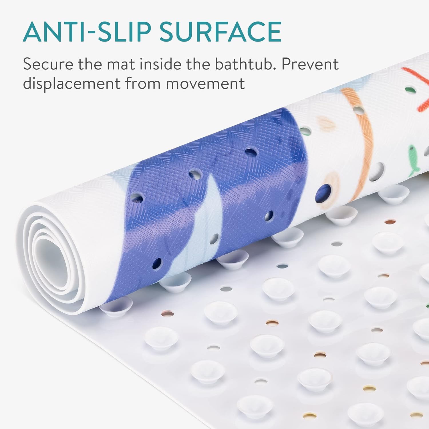 Navaris Παιδικό Αντιολισθητικό Χαλάκι Μπάνιου από PVC - Design Ocean - White / Multicolour - 60863.01