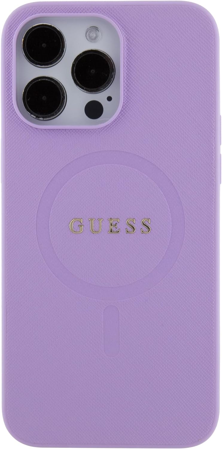 Guess iPhone 15 Pro Max Saffiano MagSafe Σκληρή Θήκη με Πλαίσιο Σιλικόνης και MagSafe - Purple - GUHMP15XPSAHMCU
