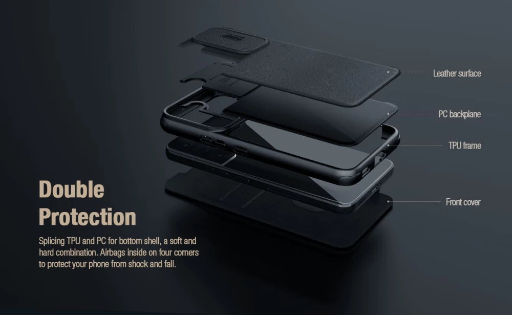 Nillkin Samsung Galaxy S23 Plus Qin Smooth Leather Pro Flip Book Case with Camera Protection Θήκη Βιβλίο με Κάλυμμα για την Κάμερα - Black