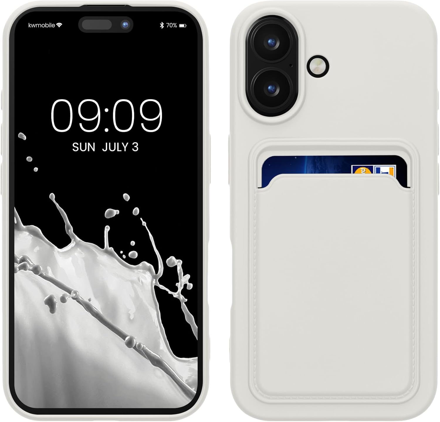 KW iPhone 16 Θήκη Σιλικόνης TPU με Υποδοχή για Κάρτα - White