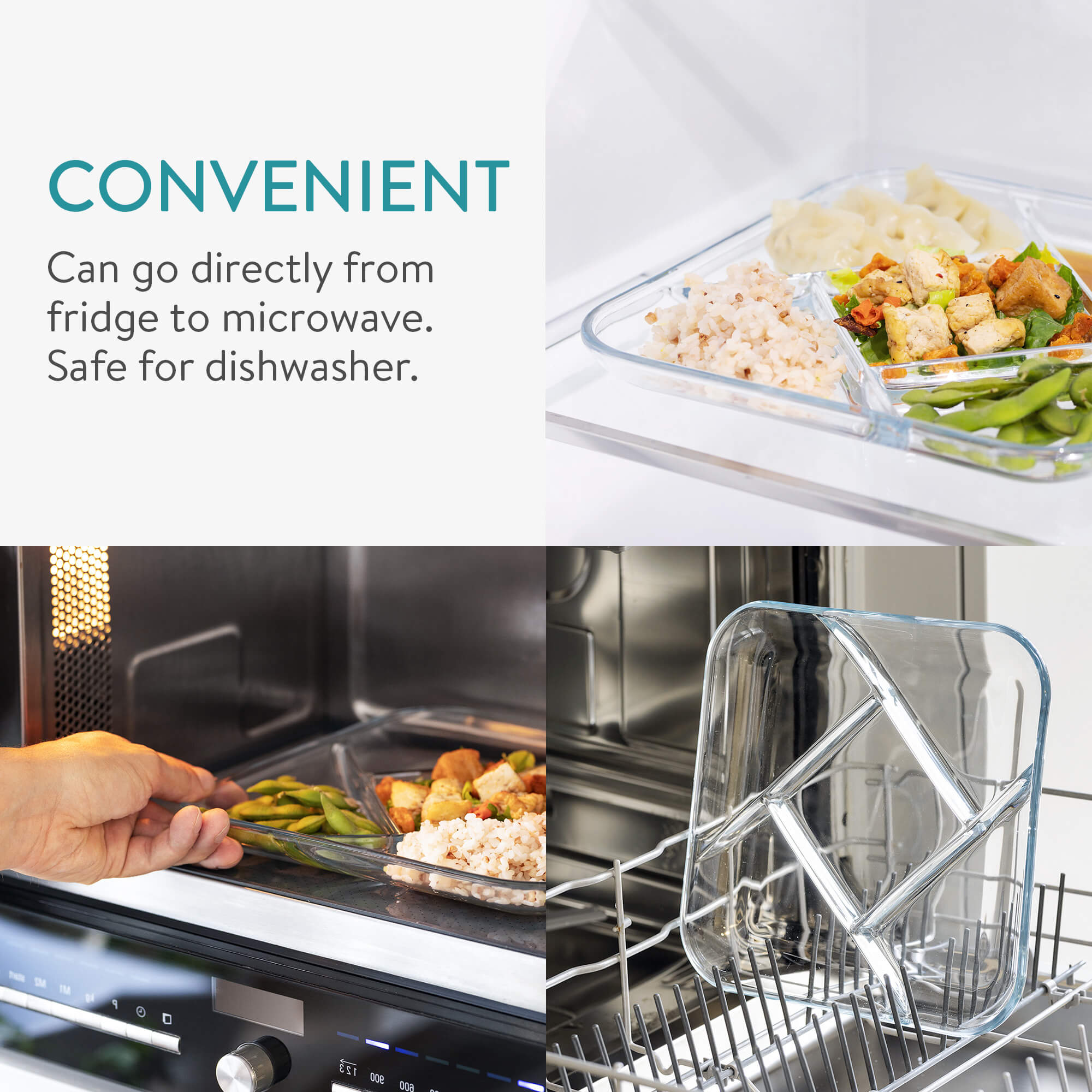 Navaris Σετ με 2 Γυάλινα Πιάτα με Διαχωριστικά - Διάφανα / Blue - 55919.02