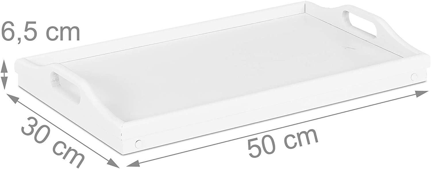 Relaxdays Τραπεζάκι Σερβιρίσματος Φαγητού από Μπαμπού - White - 4052025232320