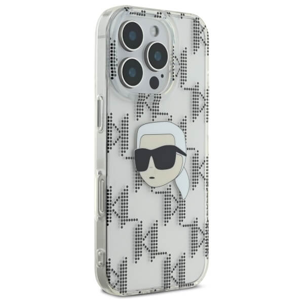Karl Lagerfeld iPhone 16 Pro - IML Karl Head Electroplated - Σκληρή Θήκη με Πλαίσιο Σιλικόνης - Διάφανη - KLHCP16LHKLPKHT