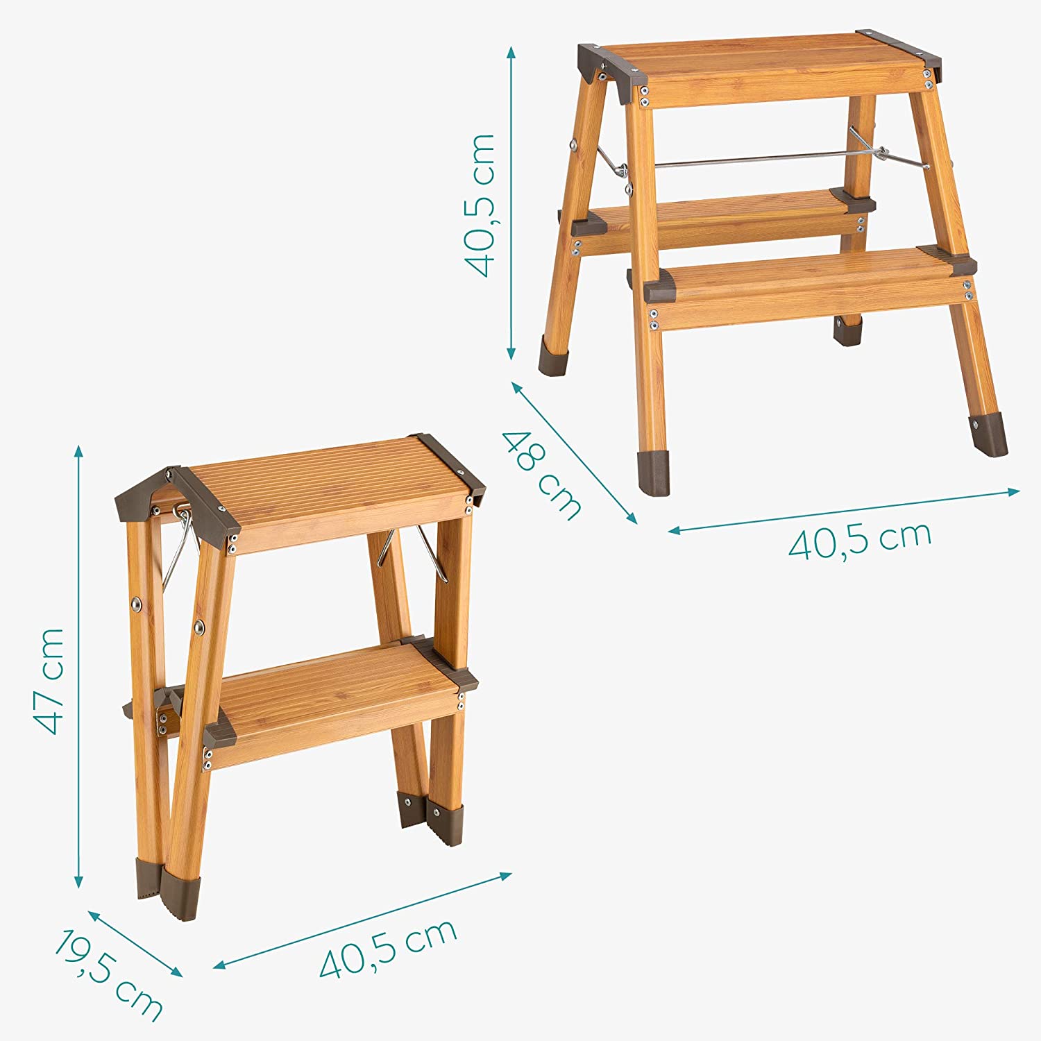 Navaris Σκάλα Αλουμινίου με 2 Σκαλοπάτια - Brown / Beige - 53301.01