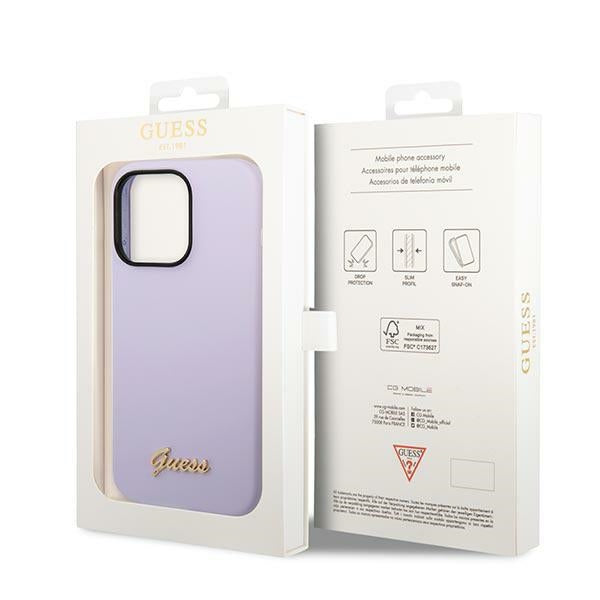 Guess iPhone 14 Pro Max Silicone Vintage Gold Logo Θήκη Σιλικόνης - Purple - GUHCP14XSLSMU