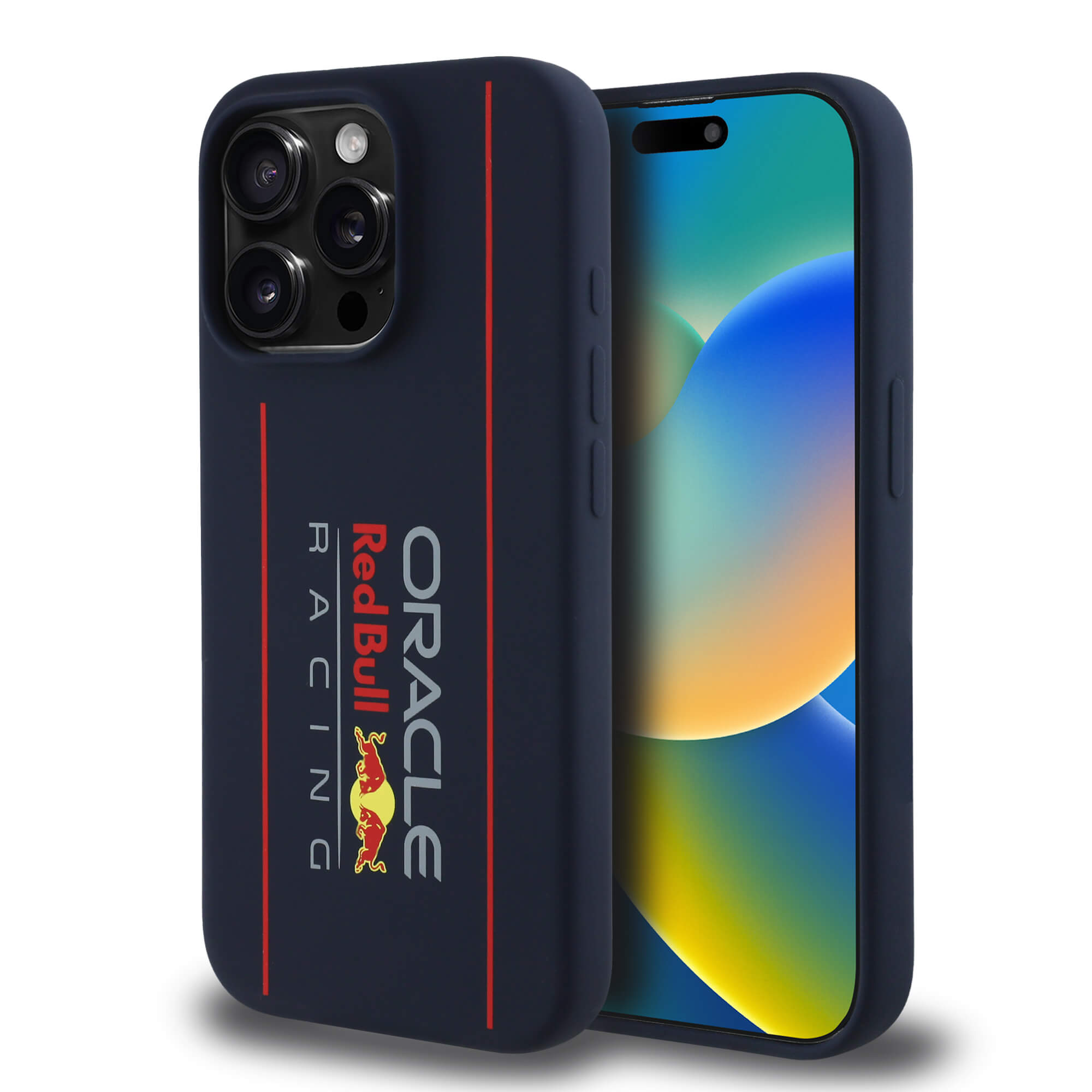 Red Bull iPhone 15 Pro - Silicone Vertical Logo - MagSafe Σκληρή Θήκη με Πλαίσιο Σιλικόνης - Navy - RBHMP15L24SIOLRV