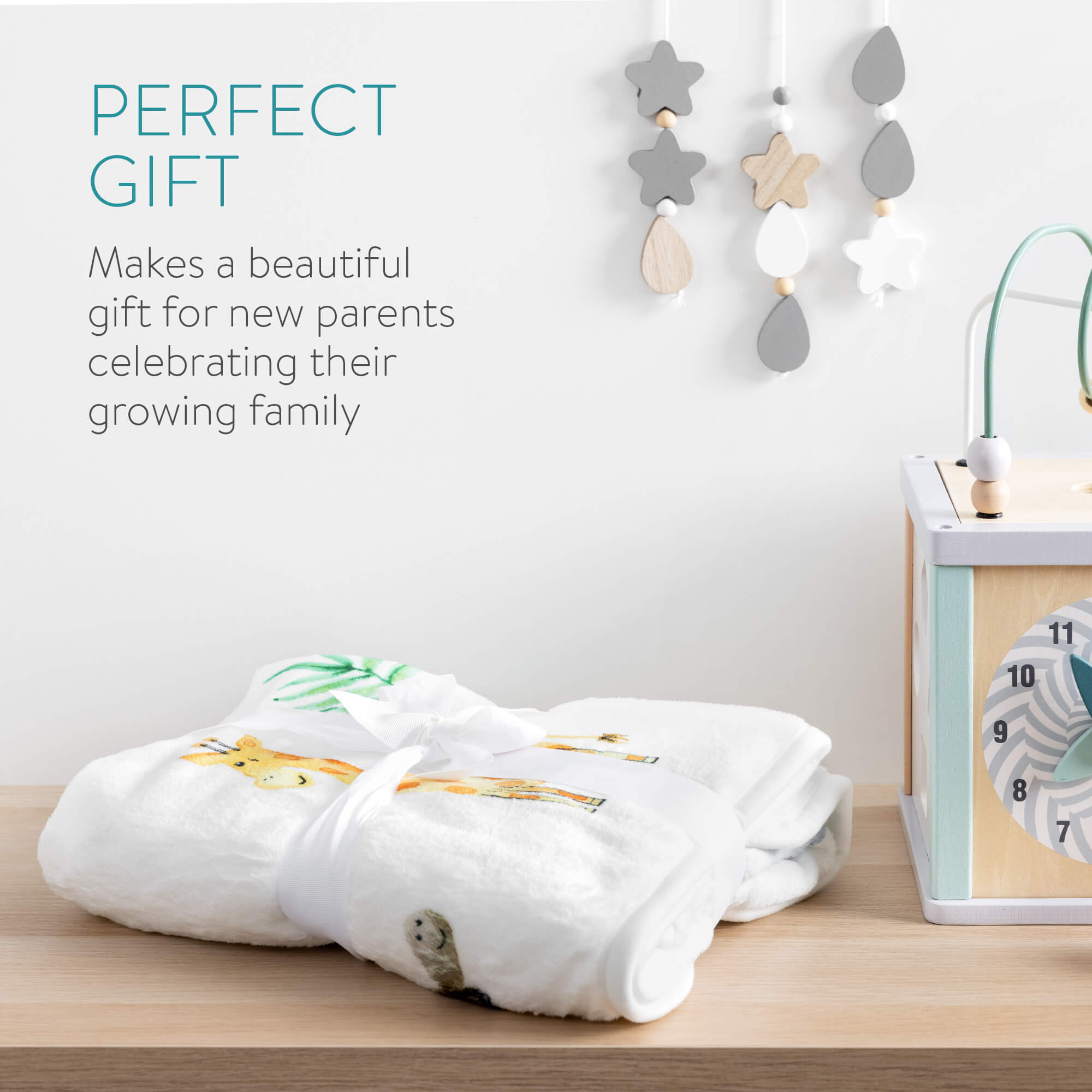 Navaris Βρεφική Κουβέρτα Ορόσημο - Design Animals - White / Multicolor - 54818.01