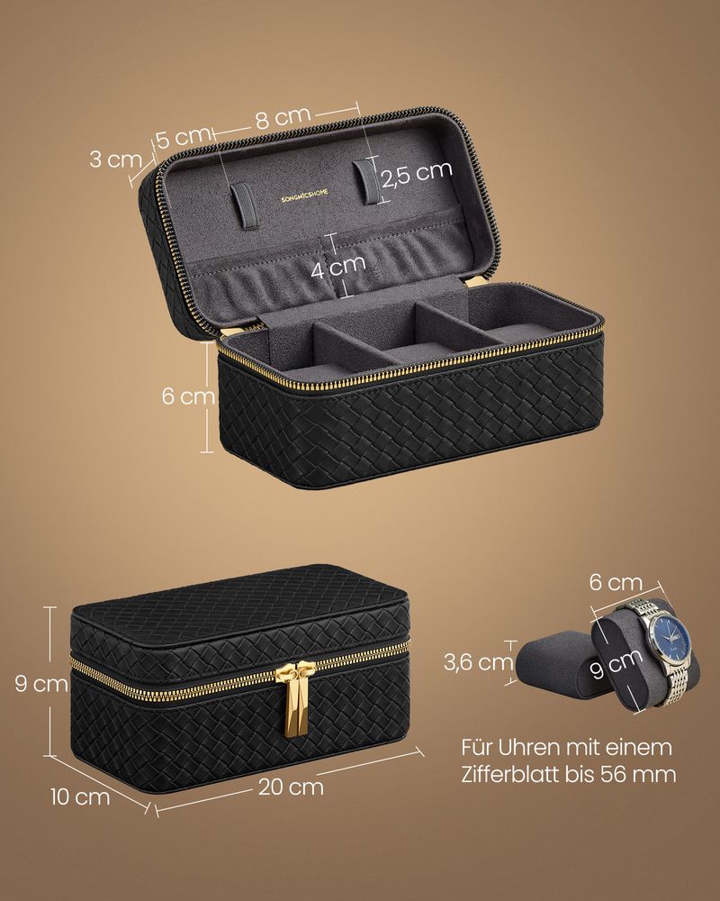 Songmics Κουτί Αποθήκευσης Pολογιών Ταξιδίου - Ink Black / Slate Grey - JWB017G01