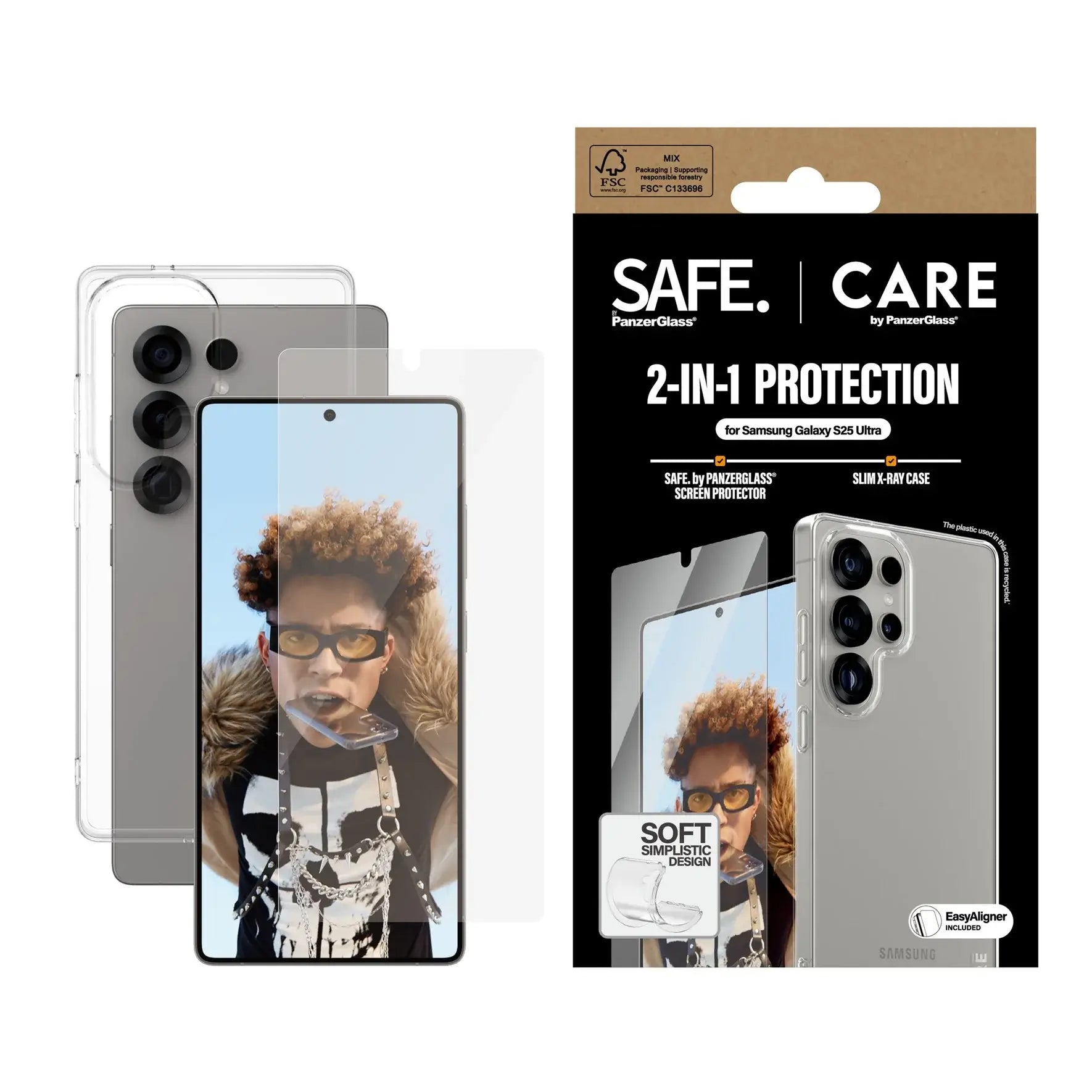Care by PanzerGlass Samsung Galaxy S25 Ultra - Fashion 2in1 Σετ με 1 Αντιχαρακτικό Γυαλί Οθόνης και 1 Θήκη Σιλικόνης - Clear