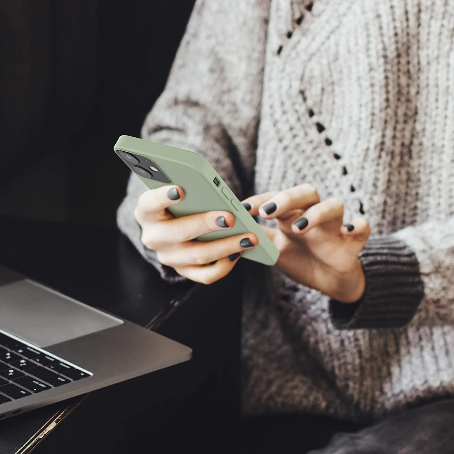 KW iPhone 12 / iPhone 12 Pro Θήκη Σιλικόνης Rubber TPU - Grey Green - 52641.172