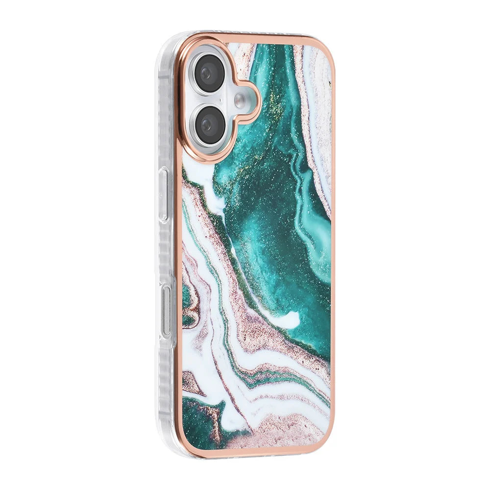 Tuniq iPhone 16 Silicone Θήκη Σιλικόνης - Marble / Green