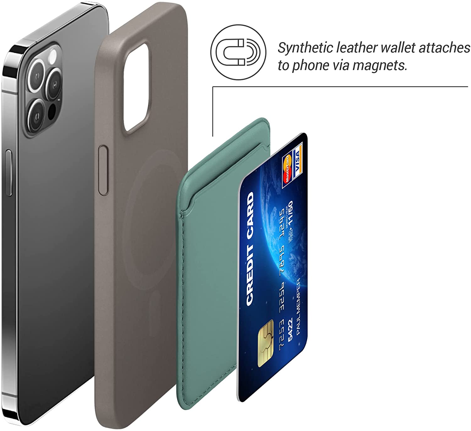 KW iPhone Θήκη από Συνθετικό Δέρμα για Πιστωτικές Κάρτες - Teal Matte - 54606.57