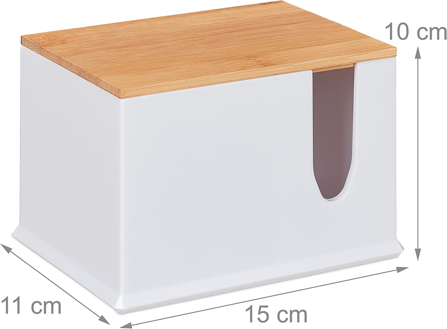 Relaxdays Ακρυλικό Κουτί Αποθήκευσης για Μπατονέτες από Μπαμπού με Καπάκι - White / Natural - 4052025905958Άνοιγμα Υ x Π: περίπου 6 x 2,3 cm