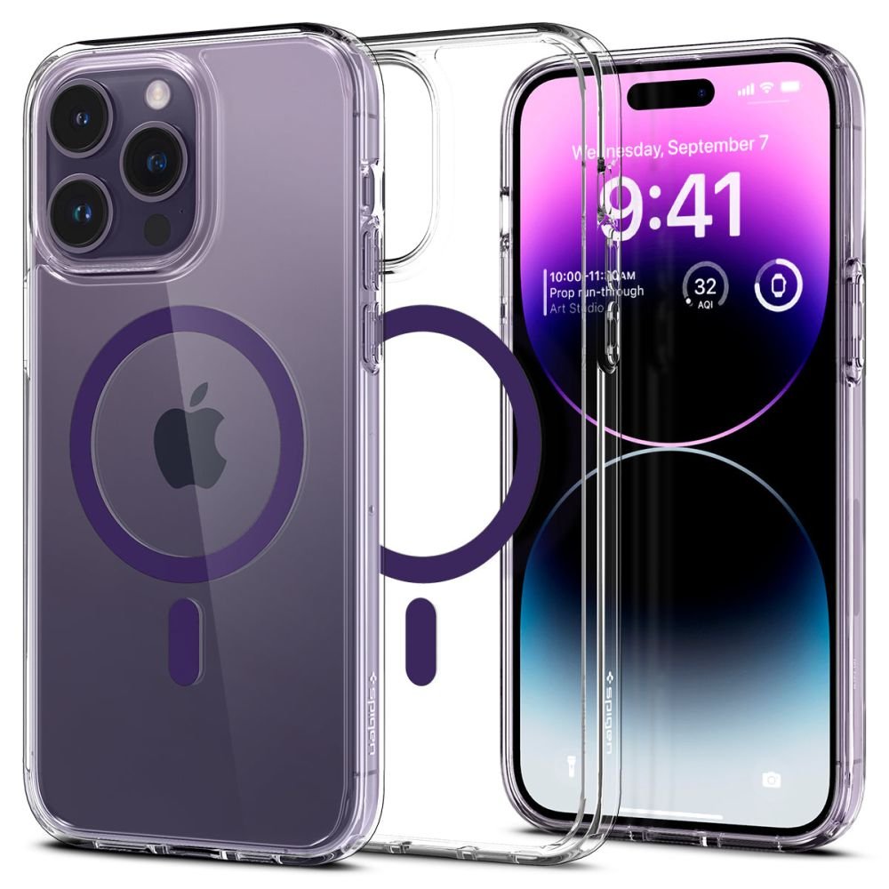 Spigen iPhone 14 Pro Max Ultra Hybrid Mag Σκληρή Θήκη με Πλαίσιο Σιλικόνης Και MagSafe - Deep Purple / Διάφανη